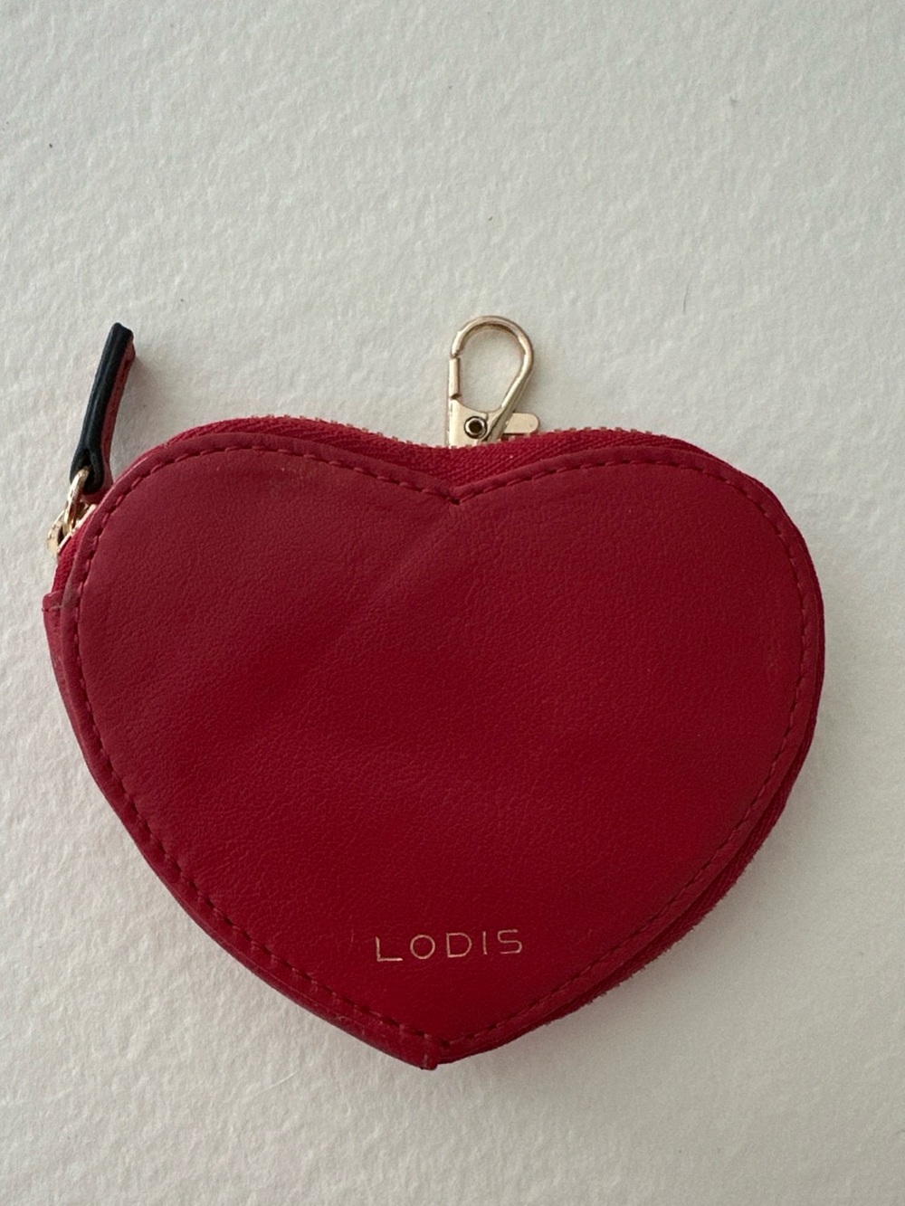 LODIS RED LEATHER KEYCHAIN WALLET HEART